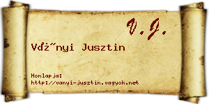Ványi Jusztin névjegykártya