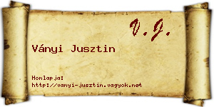 Ványi Jusztin névjegykártya